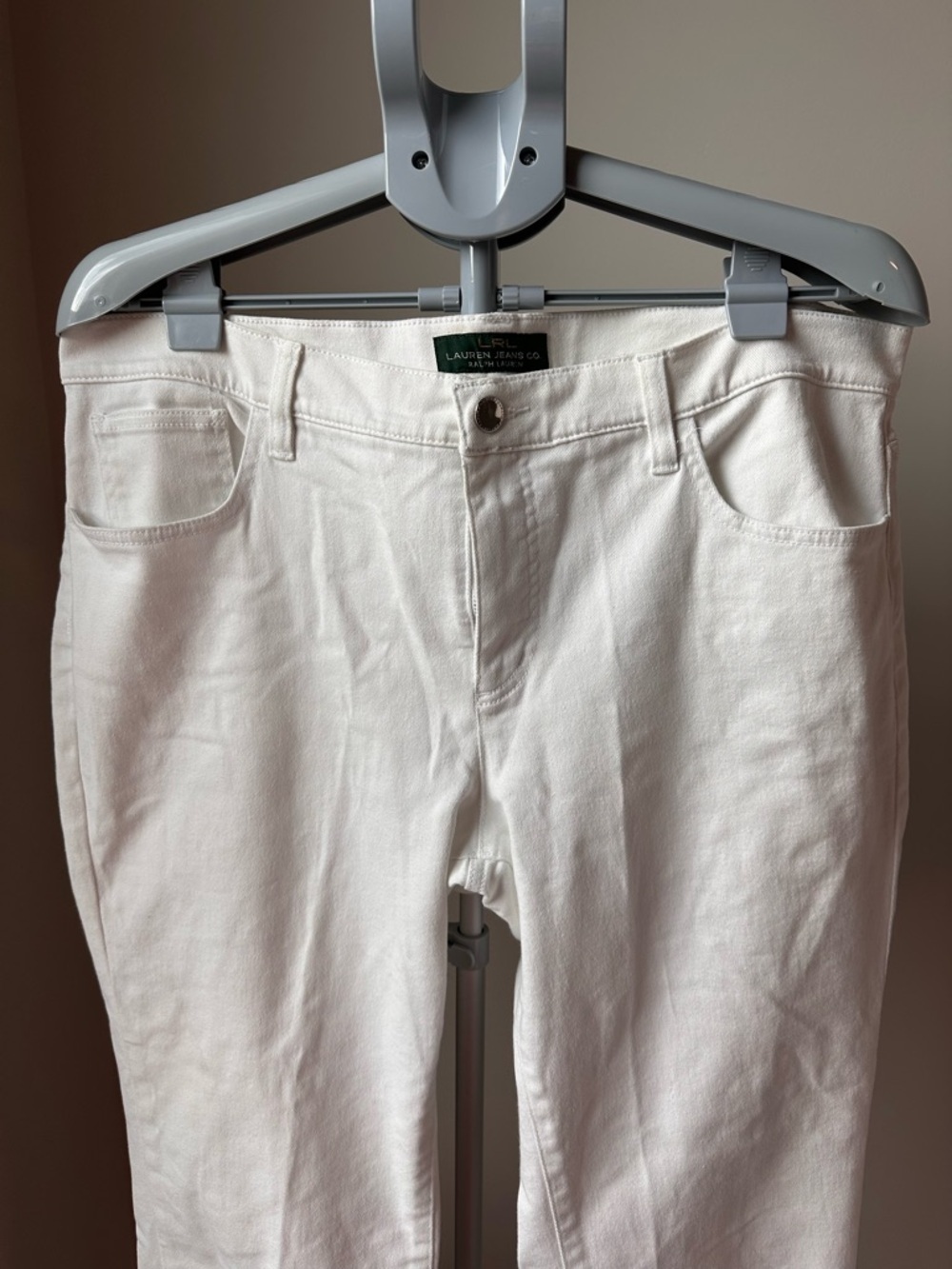 Ralph Lauren Jeans Co Size 16 White Straight Leg Jeans Ankle Zip 27” Inseam EUC - Picture 2 of 11